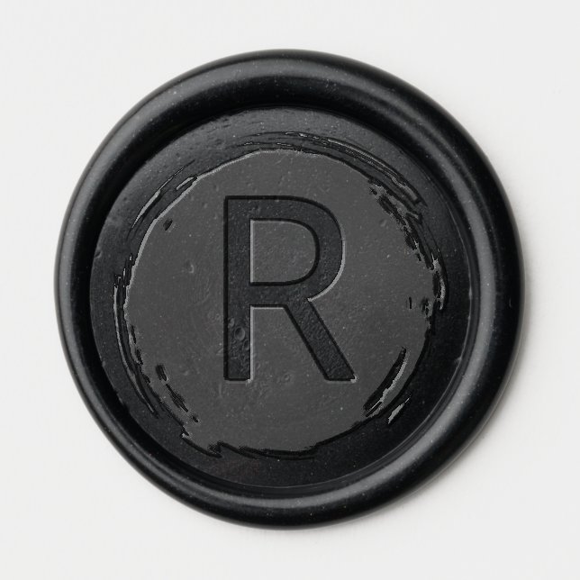 Sophisticated Black Minimalist Wax Seal Sticker (Front)