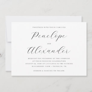 Sophisticated Black Serif Wedding Invitation