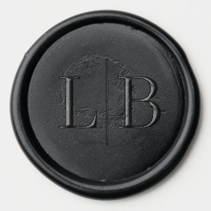 Sophisticated Black Serif Wedding Wax Seal Sticker
