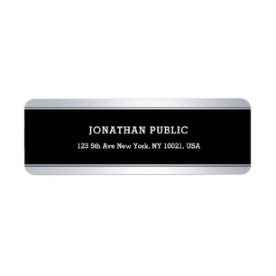 Sophisticated Black Silver Background Template Label