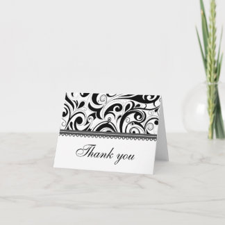 Sophisticated Black Swirls Thank You Card