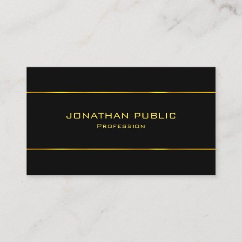 Sophisticated Black Template Gold Text Modern Business Card