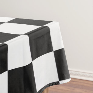 Sophisticated Black & White Checkered Party Picnic Tablecloth