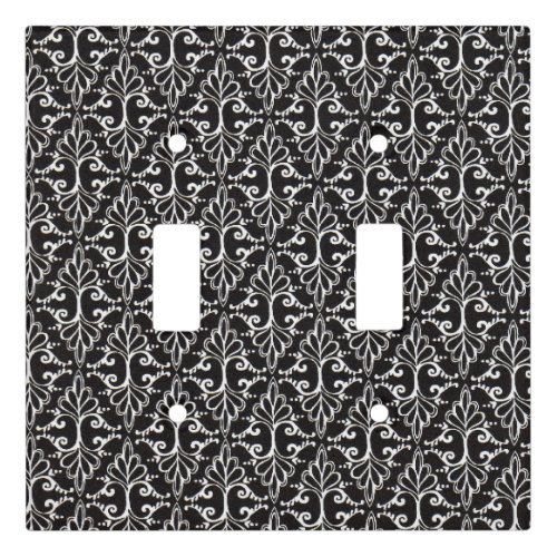 Sophisticated Black White Damask Pattern Scrolls Light Switch Cover
