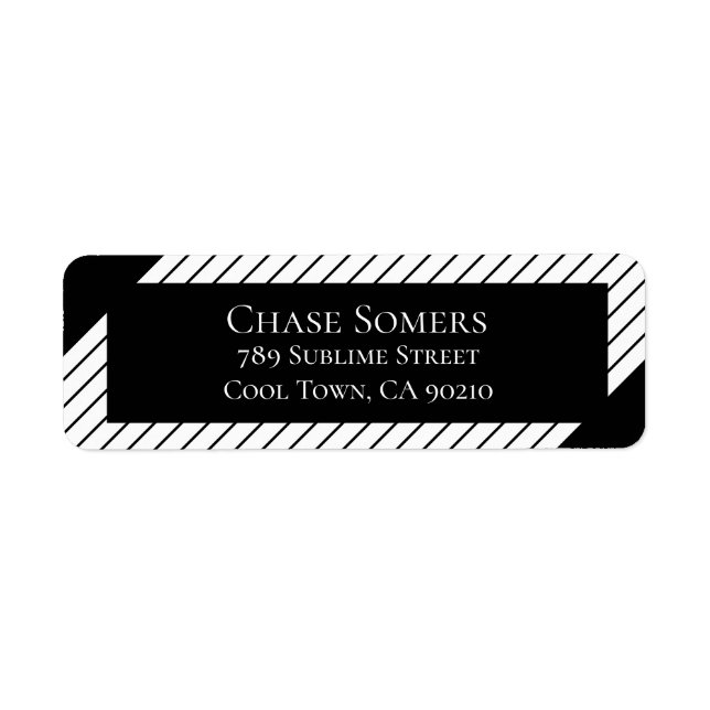 Sophisticated Black White Pin Stripes Personalized Label (Front)