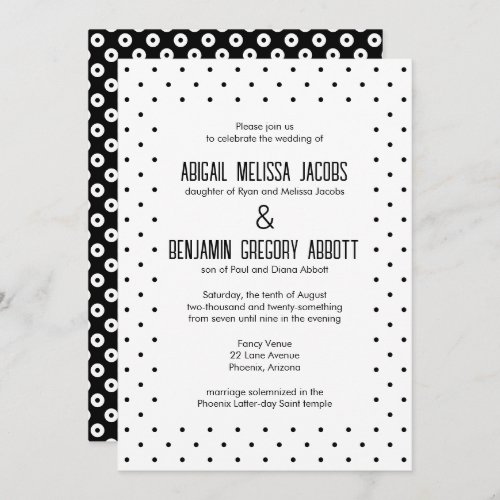 Sophisticated Black  White Polka_Dot Reception Invitation