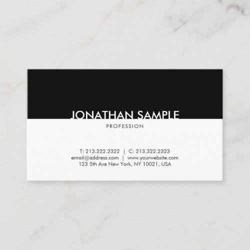 Sophisticated Black White Professional Modern Business Card