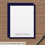 Sophisticated Blue and Gold Business Letterhead<br><div class="desc">Make a strong impression with our Sophisticated Blue and Gold Business Letterhead. This letterhead design features a navy blue frame with your company name and contact information elegantly presented in golden classic typography and a solid navy blue back for a cohesive design. Each sheet exudes professionalism and sophistication, making it...</div>