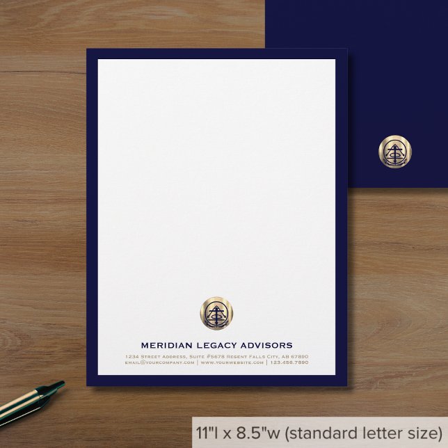 Sophisticated Blue and Gold Business Letterhead (Creator Uploaded)