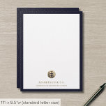Sophisticated Blue and Gold Business Letterhead<br><div class="desc">Make a strong impression with our Sophisticated Blue and Gold Business Letterhead. This letterhead design features a rich navy blue background with your company name and tagline or customizable text elegantly presented in golden classic typography. Each sheet exudes professionalism and sophistication, making it perfect for official correspondence, invoices, or important...</div>