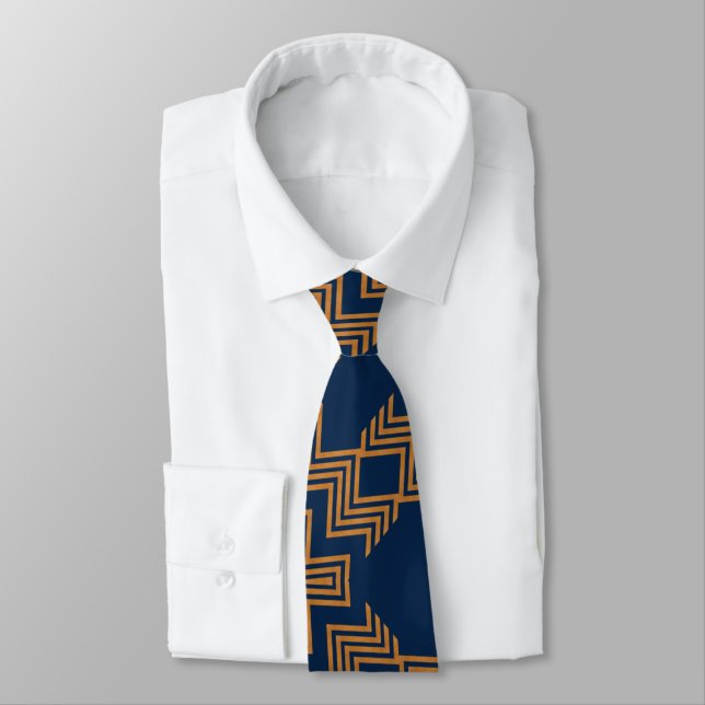 Sophisticated Blue and Gold Neck Tie (Tied)
