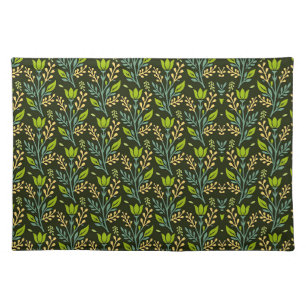 Sophisticated blue & beige floral pattern design  cloth placemat