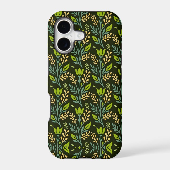 Sophisticated blue & beige floral pattern design  iPhone case (Back)
