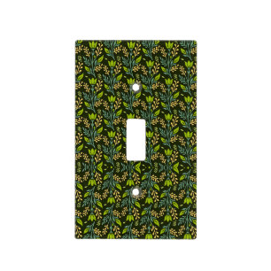 Sophisticated blue & beige floral pattern design light switch cover