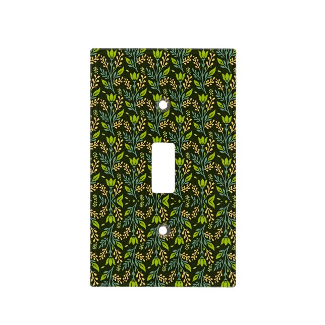 Sophisticated blue & beige floral pattern design  light switch cover (Front)