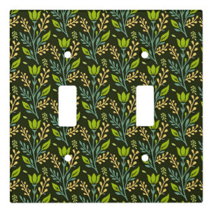Sophisticated blue & beige floral pattern design light switch cover