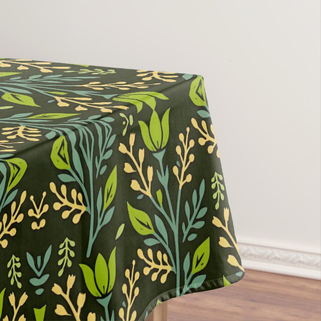 Sophisticated blue & beige floral pattern design  tablecloth (In Situ)