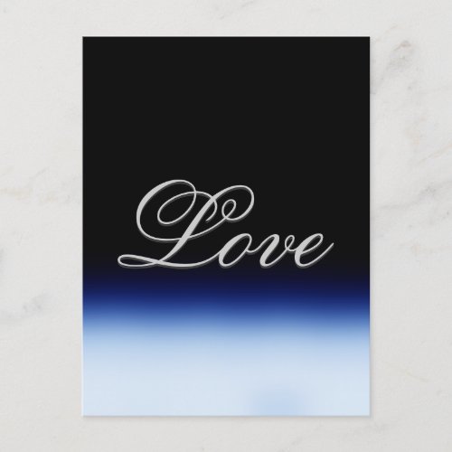 Sophisticated Blue Black Love Wedding Postcard