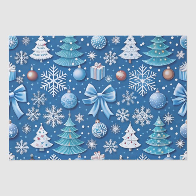  Sophisticated Blue Christmas Wrapping Paper for (Front)