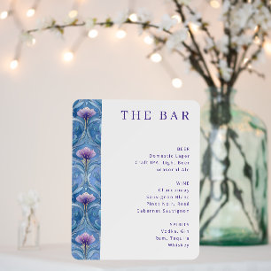 Sophisticated Blue Floral Bar Menu Foam Board