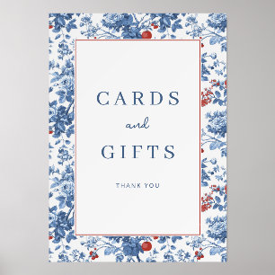 Sophisticated Blue Floral Gratitude Border Holder