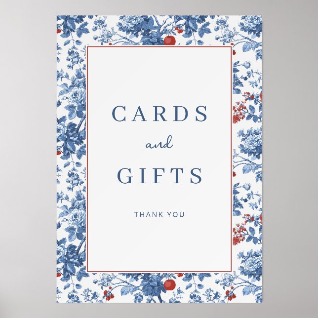 Sophisticated Blue Floral Gratitude Border Holder (Front)