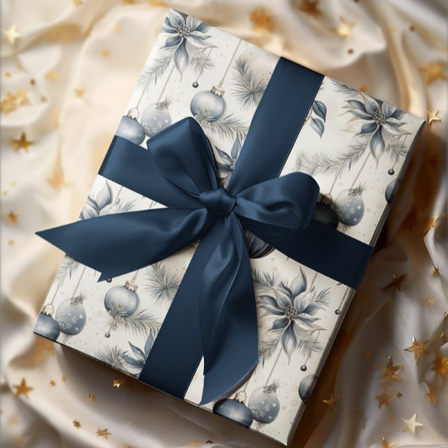 Sophisticated Blue & Gold Christmas Wrapping Paper (Creator Uploaded)