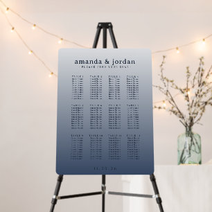 Sophisticated Blue Gradient Seating Chart Foam Board