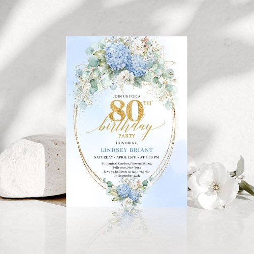 Sophisticated Blue Hydrangea Floral 80th Birthday 