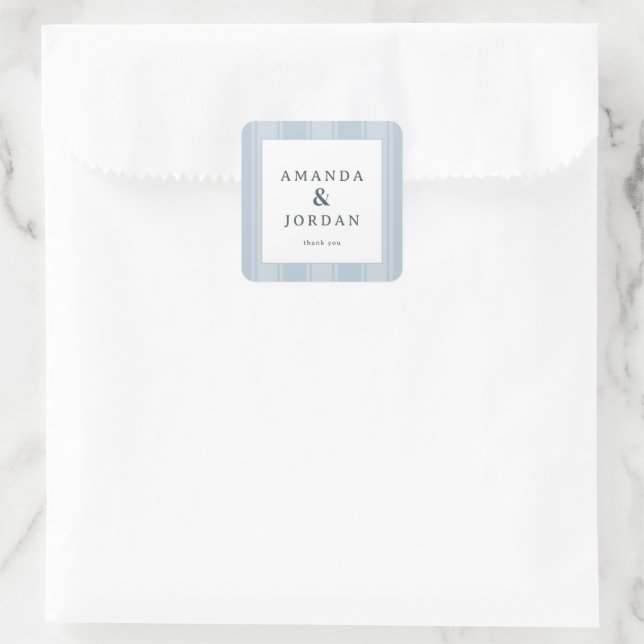 Sophisticated Blue Minimalist Thank You Square Sticker (Bag)