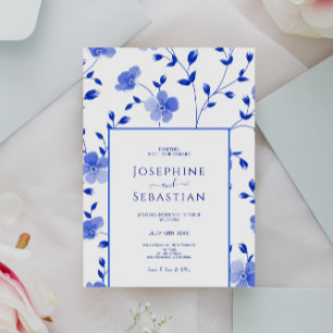 Sophisticated Blue Periwinkle Modern Wedding  Invitation