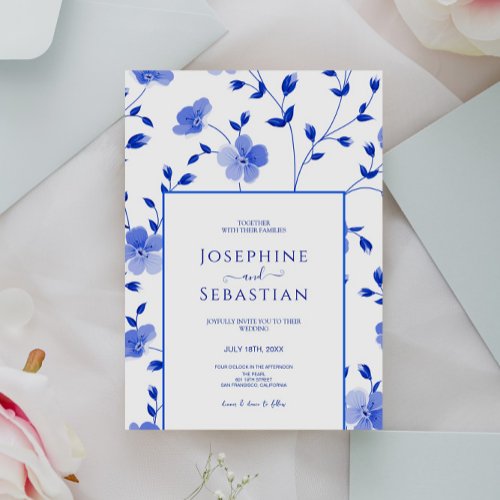 Sophisticated Blue Periwinkle Modern Wedding  Invitation