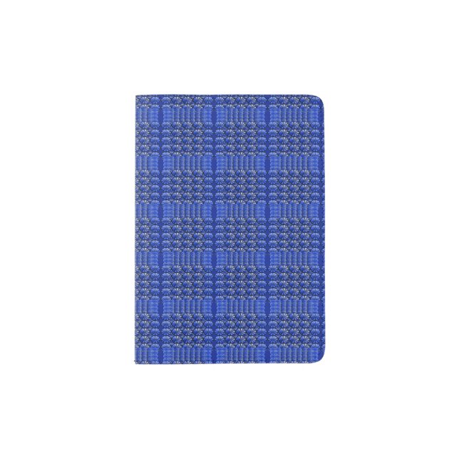 Sophisticated Blue Plaid Passport Holder (Front)