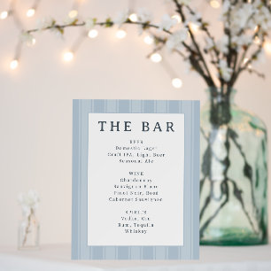 Sophisticated Blue Serif Bar Menu Foam Board