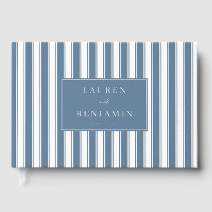 Sophisticated Blue Stripes Foil Guest Book