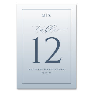 Sophisticated Blue Typographic Table Number