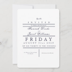 Sophisticated Blue Vintage Wedding Invitation