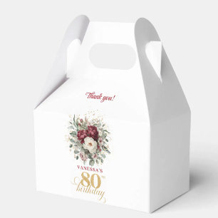 Sophisticated Blush Burgundy 80th Birthday Favor Boxes