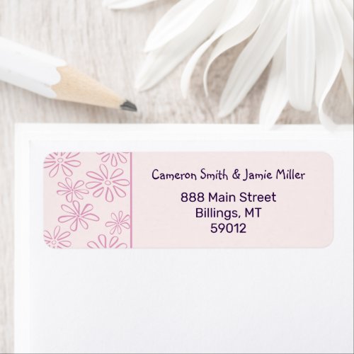 Sophisticated Blush Flower Doodle Return Address Label