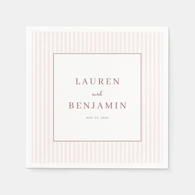 Sophisticated Blush Pink Stripes Napkins (Front)