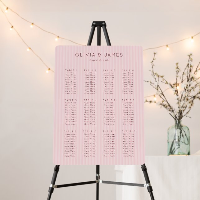 Sophisticated Blush Pink Table Planner Foam Board (In Situ (Stand))