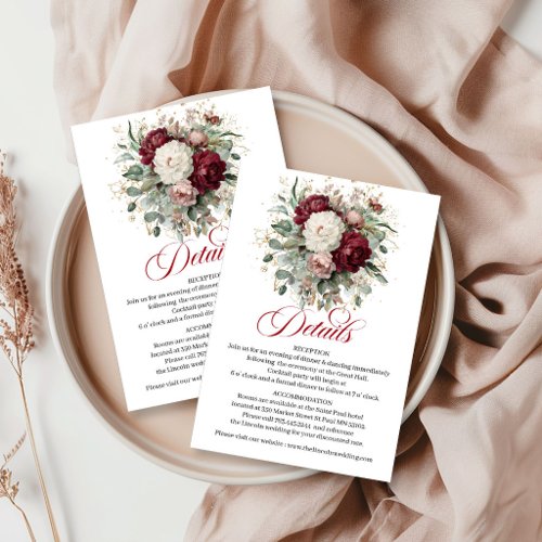 Sophisticated Bohemian Burgundy Gold Details Card