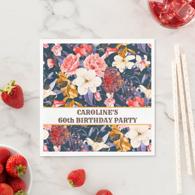 Sophisticated Boho Floral Party Napkins (Insitu)