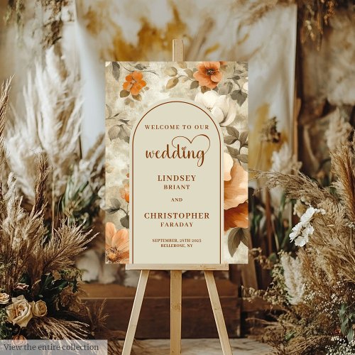 Sophisticated Boho Neutral Ivory Sage Welcome Sign