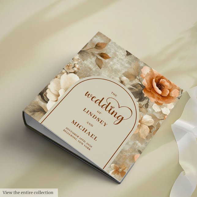 Sophisticated Boho Rusty Beige Sage Floral Memory  3 Ring Binder (Sophisticated Boho Rusty Beige Sage Floral Memory Album

)