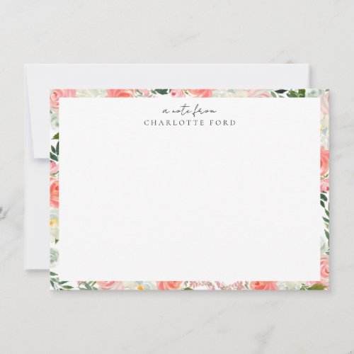 Sophisticated Botanical Blush Pink Floral Frame Note Card