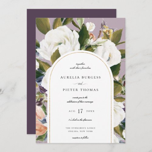 Sophisticated Botanical Floral Arch Frame Wedding  Invitation