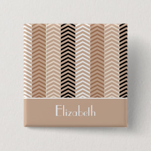 Sophisticated Brown Chevron Stripes With Name Button