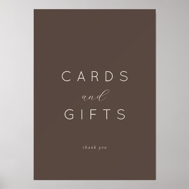 Sophisticated Brown Minimalist Gratitude Card Holder (Front)