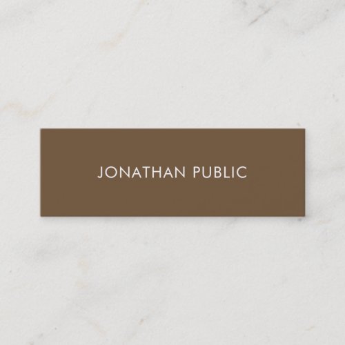 Sophisticated Brown Modern Minimalistic Trendy Mini Business Card